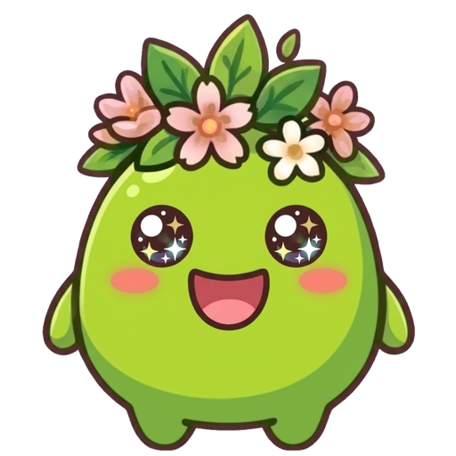 Sproutly the plant mascot, blooming
